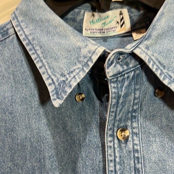 Hatteras Concepts Denim Long Sleeve Button Collar 2XL Sony Ericsson Logo • NWOT - Picture 6 of 9